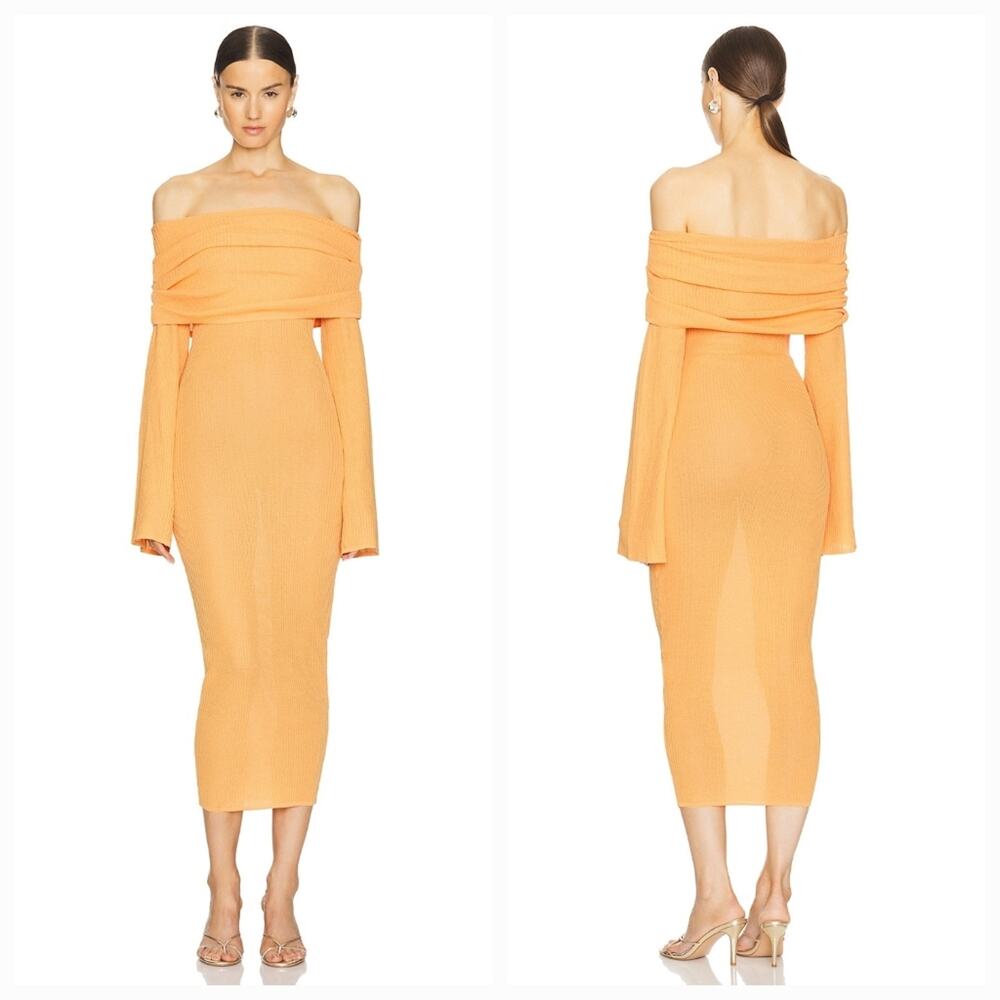 SER.O.YA Tallulah Midi Dress in Papaya
